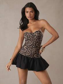 Hauture Women's Leopard Printed Bubble Hem Dress