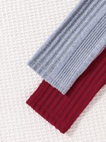 Bộ váy dài tay cổ cao không đối xứng họa tiết thường ngày thu/đông cho bé gái tuổi mới lớn 2 chiếc, phù hợp cho trang phục hàng ngày, đi làm, ngày lễ - Nhiều màu - Xem 4