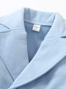 SHEIN Explorewe Young Boy Casual Everyday Double-Breasted Overcoat, Autumn - Dusty Blue - View 5