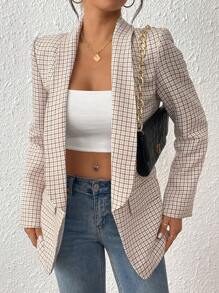 Chiquease Women's Tweed Lapel Vintage Casual Blazer Jacket, Commuting And Versatile