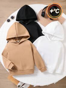 SHEIN 3件套男童休闲宽松舒适百搭卫衣，多功能，加厚保暖内衬，适合秋季、冬季及户外活动 - 彩色 - 查看 2