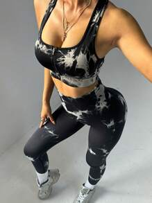 Easithlete Women's Tie-Dye Slim Fit Yoga Sports Set