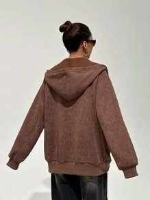 StreetHx Sudadera con capucha oversize de estilo vintage con estampado de mármol marrón y forro térmico