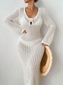 Women's 3D Floral Elegant Chiffon Coverup Dress For Summer Vacation