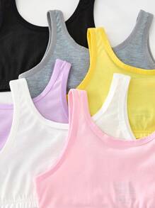 SHEIN 6pcs Pack Tween Girls Simple Comfortable Breathable Camisole Underwear, Assorted Colors - Multicolor - View 3