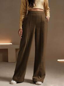 Anewsta 女士棕色保暖、别致、优雅、休闲的办公正装长裤