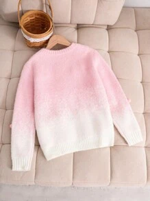 LMoss Kids LMoss Tween Girl 3D Cherry Gradient Crew Neck Long Sleeve Casual Sweater - Pink - View 2