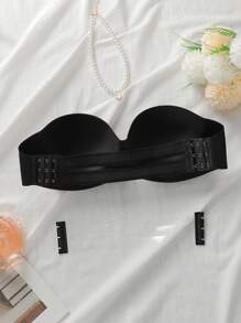 素色鋼圈胸罩帶可拆卸內衣肩帶 - 黑色 - 查看 2