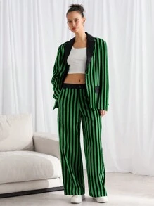 Manfinity VCAY Men Woven Loose Straight Casual Pants, Mid-Rise, Relaxed Fit, For Daily Wear, Fall - Dark Green - View 3