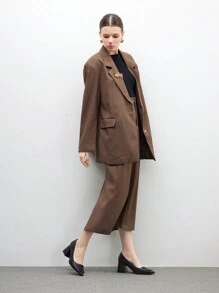 CUCCOO BIZCHIC 女士时尚黑色粗高跟方扣尖头工作浅口鞋秋季新年假期 - 黑色 - 查看 10