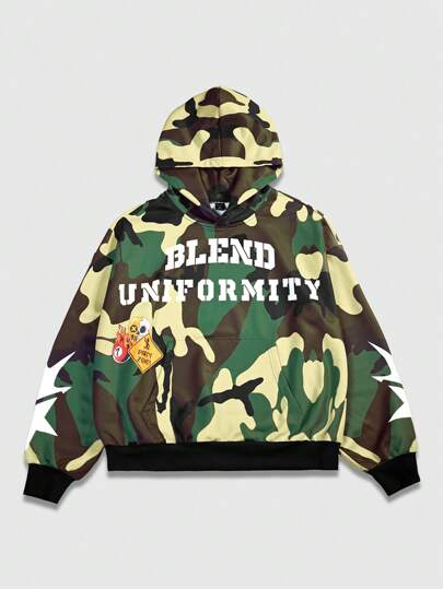 Street Life Men's Camo Print Short Hoodie, Street Style