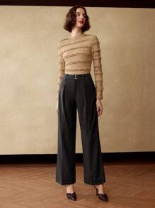 MOTF PREMIUM SOLID FOLD PLEATED WIDE LEG SUIT PANTS - Grey - View 8