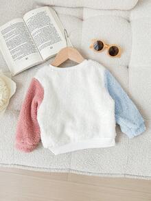 SHEIN Áo nỉ dài tay thêu lông dễ thương cho bé gái mùa thu/đông - Nhiều màu - Xem 5