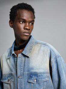 NEON BLANC Men's Casual Woven Long Sleeve Denim Jacket, Autumn/Winter