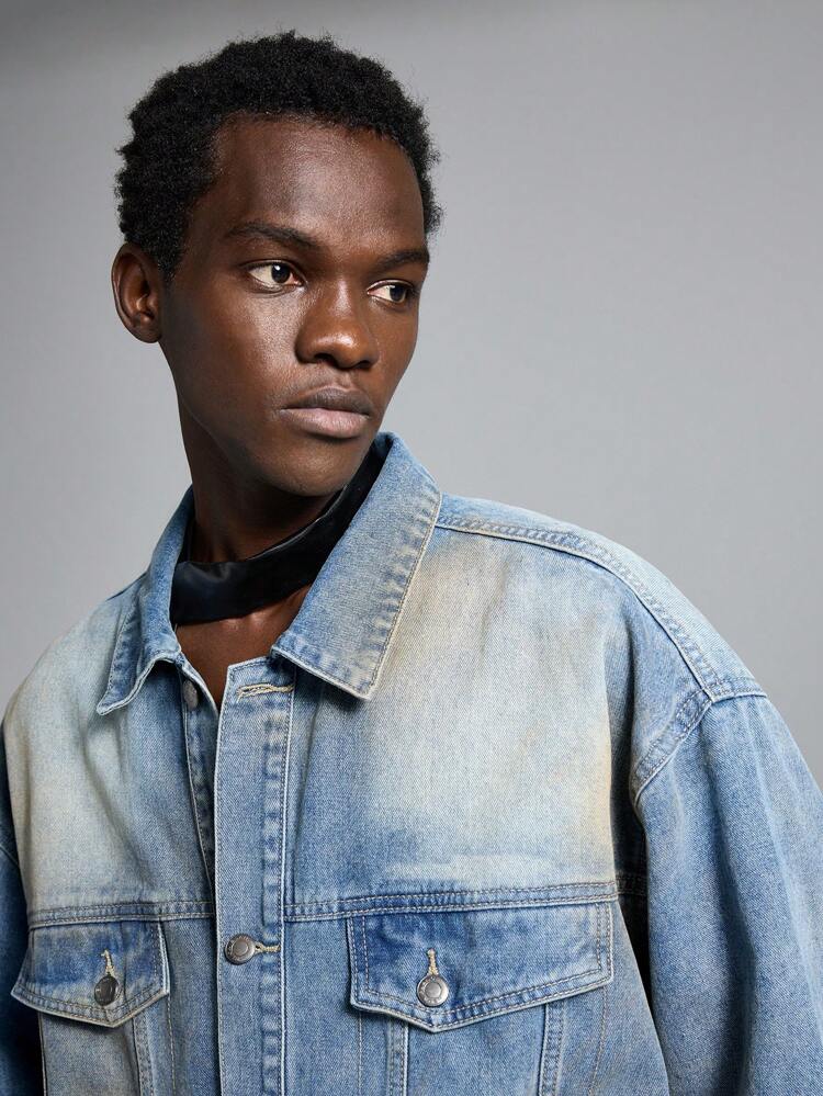 Men's Casual Woven Long Sleeve Denim Jacket, Autumn/Winter
