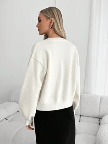 SHEIN Essnce Quần áo mùa đông cho phụ nữ Áo len cardigan cho phụ nữ Áo len dài tay màu trắng thu/đông cho phụ nữ Áo len cardigan buộc phía trước cho phụ nữ Áo len cardigan Áo len mùa thu Quần áo Giáng sinh cho phụ nữ Áo len lễ Tạ ơn - Đen và trắng - Xem 5