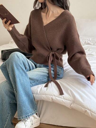 DAZY Design Tie-Up Knitted Cardigan For Women,Fall Women Clothes