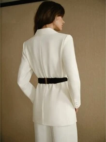 MOTF STUDIO PEAK COLLAR CONTRAST BOW WAIST BELTED BLAZER, NEW YEAR