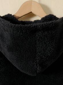 Sparklyn 女大童1入組素色連帽絨毛外套馬甲