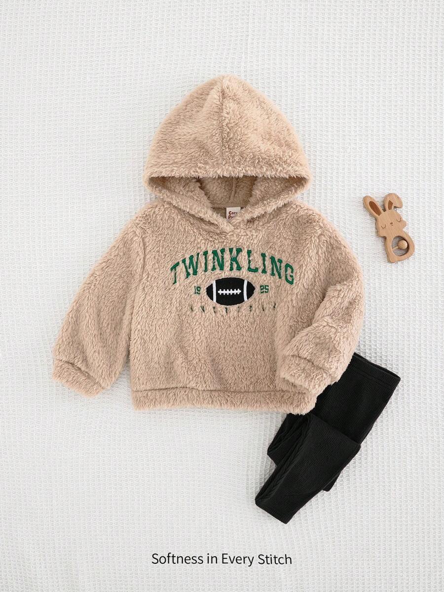 Cozy Pixies 2 Stücke/Set für Baby-Mädchen, doppelseitiger Fleece-Kapuzenpullover mit Buchstaben Muster und Leggings - Verschiedenfarbig - Übersicht 1