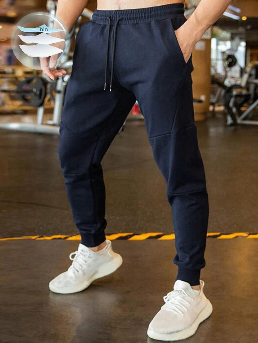 Manfinity Homme Pantalones de chándal con cordón en la cintura para hombres - Azul Marino - Ver 1