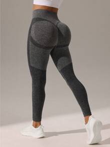 Easithlete Damen einfarbige, hochgeschnittene, einfache, nahtlose Leggings für den Lässig-Alltag