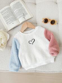 SHEIN Áo nỉ dài tay thêu lông dễ thương cho bé gái mùa thu/đông - Nhiều màu - Xem 8