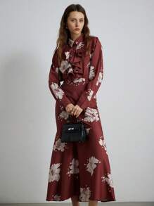 Aveloria Modichic 2pcs Set: Design With Ruffle Collar Shirt And Skirt Holiday Party Clothes  - Multicolor - View 3