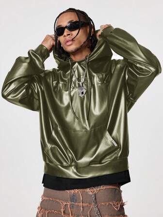 Manfinity RebelGame 1 Parça Erkek Bol Kesim Uzun Kollu Harfli Kapüşonlu Sweatshirt, Sonbahar Kış İçin