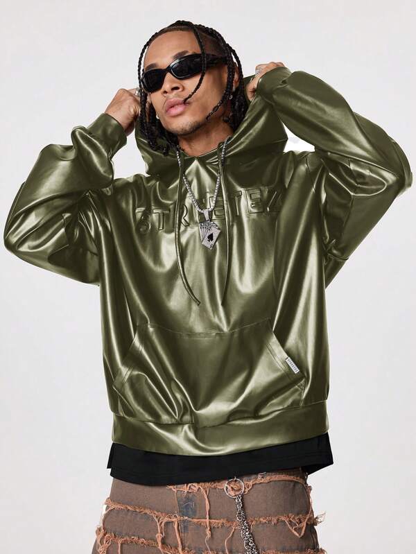 Manfinity RebelGame 1pc Men's Loose Fit Brazil Print Long Sleeve Hoodie
