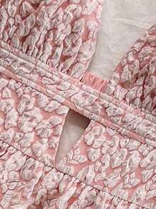 Soleia 夏季性感 V 领花卉印花 A 字形露背吊带裙 - 粉色 - 查看 6