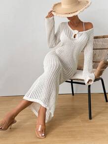 Women's 3D Floral Elegant Chiffon Coverup Dress For Summer Vacation