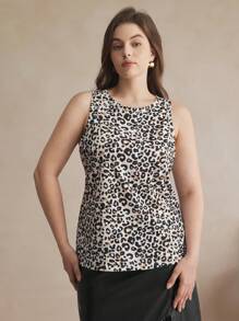 BizChic 大码无袖豹纹针织修身背心 - 黑色 - 查看 7