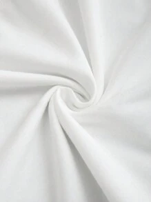 SHEIN MOOSTA 大码女式拼色不对称领短款休闲运动衫 - 白色 - 查看 4