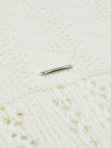 NEON BLANC Jersey holgado de cuello redondo de manga larga con diseño calado, unicolor casual para hombres, otoño/invierno - Beis - Ver 3