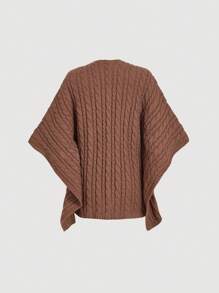 SHEIN MOD Women Casual Solid Color Knitted Poncho Cardigan, Autumn/Winter,Holiday Women Outfits, Outfit,New Years Outfit, New Year Outfit,Going Out Outfits,Western Women Outfits
