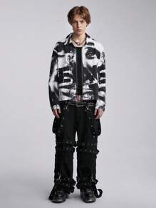 ROMWE MEN Street Life Men's Fashion Tie-Dye Print Short Bomber Jacket, Streetwear - Multicolor - View 2