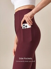 GLOWMODE Quần bó cài nút FeatherFit™-Sculpt 24" Corset cạp cao siêu cao, tập luyện chạy bộ cường độ trung bình hàng ngày tại phòng tập - Màu Đỏ Sâu - Xem 5