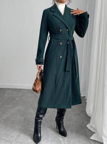 Chiquease Women Stand Collar Straight Ribbed Windbreaker Jacket, Autumn - Green - View 7