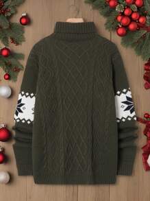 Manfinity Homme Men's Winter Geometric Pattern Casual Turtleneck Long Sleeve Sweater - Multicolor - View 2