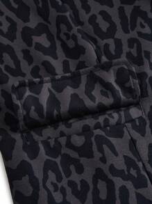 SHEIN Clasi Áo khoác dài họa tiết da báo cổ khoét cỡ lớn cho nữ, dùng cho mùa đông - Xám - Xem 5