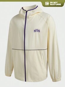 In My Nature Men's Letter Print Hooded Sun Protection Jacket - Apricot - View 6