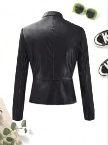 INAWLY Ladies' Pu Leather Jacket Fall Winter Cloth For Women