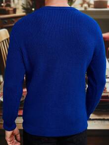 Manfinity Homme Christmas-Themed Embroidered Graphic Colorful Casual Pullover Long Sleeve Sweater For Men, Party, Friends