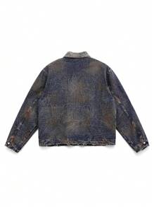 NEON BLANC Men's Retro Washed Denim Long Sleeve Jacket