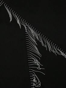 SHEIN Clasi 女士秋冬流苏链条装饰西装外套和阔腿裤套装 - 黑色 - 查看 7