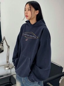 DAZY Sudadera de mujer con estampado, ajuste holgado con forro térmico, estilo streetwear, ropa de otoño