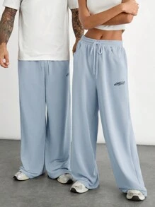 Manfinity VCAY Unisex Drawstring Waist Straight Leg Knitted Pants