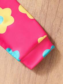 SHEIN Tween Girls 度假彩色花卉印花连帽衫和套头衫 2 件套，颜色鲜艳