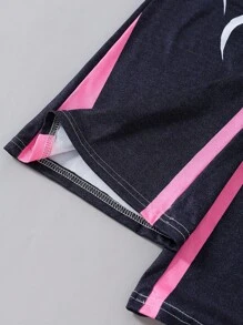 2pcs Teenage Girls Letter & Flame Print Flare Leggings, Combo Set - Black - View 3